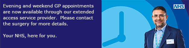 Evening and weekend GP appointment information banner